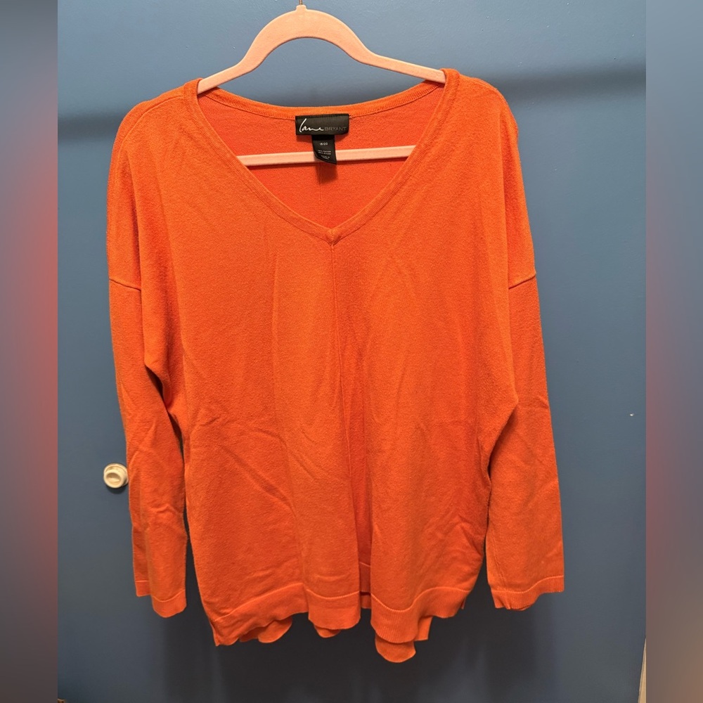 Lane Bryant Orange V-Neck Sweater